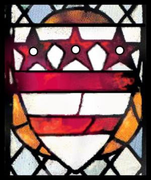 Coat of arms of the Washington family in fifteenth-century stained glass at Selby Abbey, England