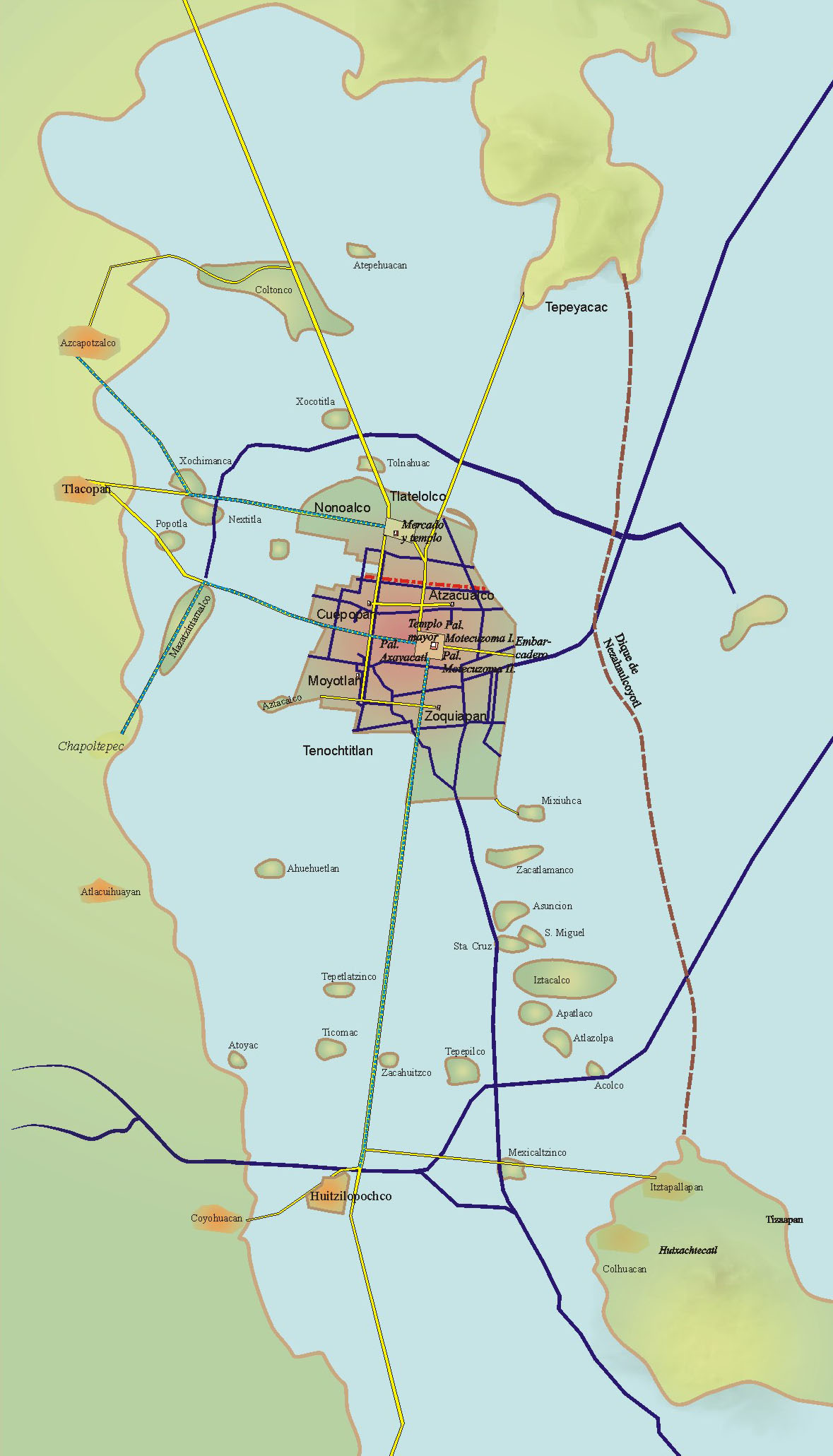 aztec tenochtitlan map