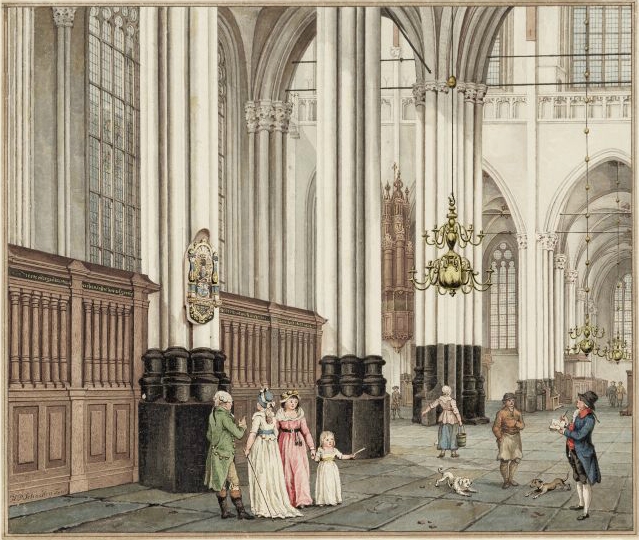 1796, Hermanus Petrus Schouten op Interieur van de Nieuwe Kerk.jpg