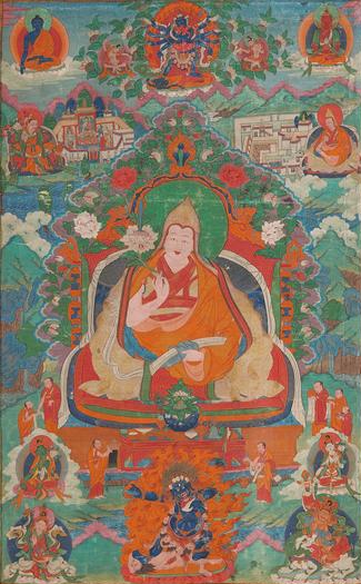 File:7th Dalai Lama of Tibet in 18th century thangka art detail, from- Le VIIème Dalaï lama (1708-1757) (cropped).jpg