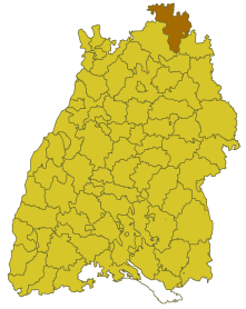 Elhelyezkedése Baden-Württemberg térképén