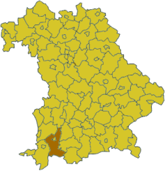 Poziția regiunii Districtul Ostallgäu