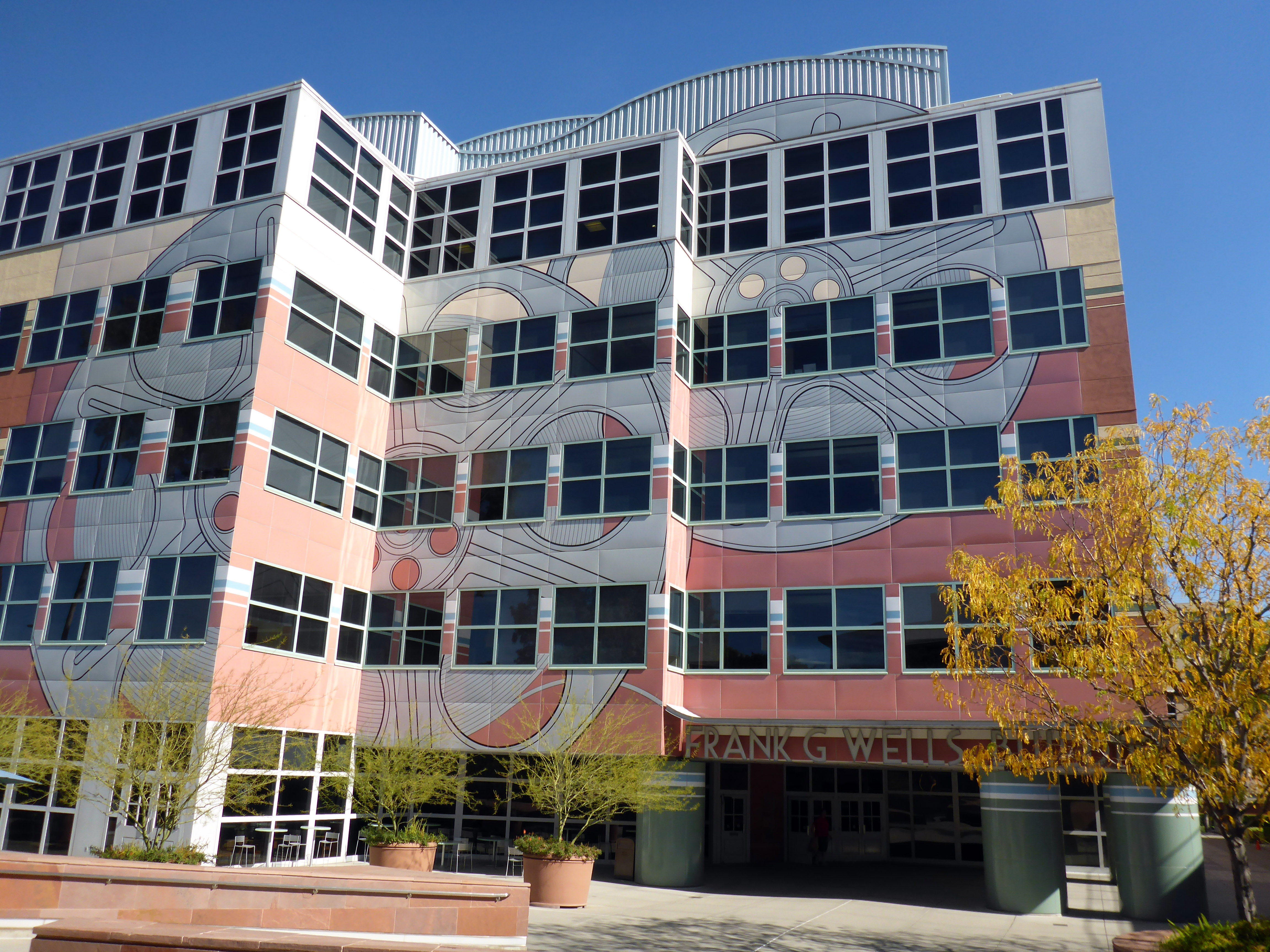 The [[Frank G. Wells]] Building, the studio's home in Burbank, California, as of April 2017