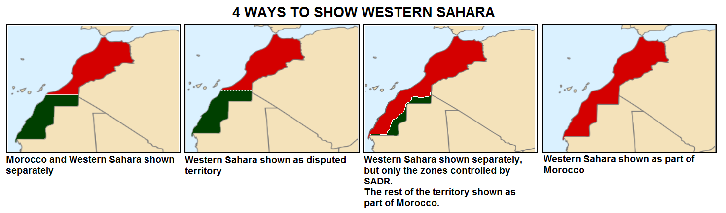 Ways to show Western Sahara in maps