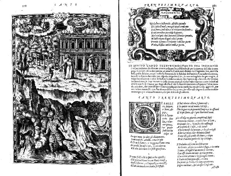 Page from 1565 edition of Orlando Furioso by Francesco Franceschi.