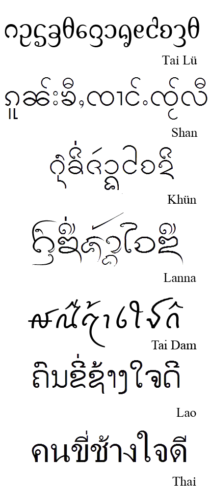 Tai alphabets. The phrase is kind elephant rider.