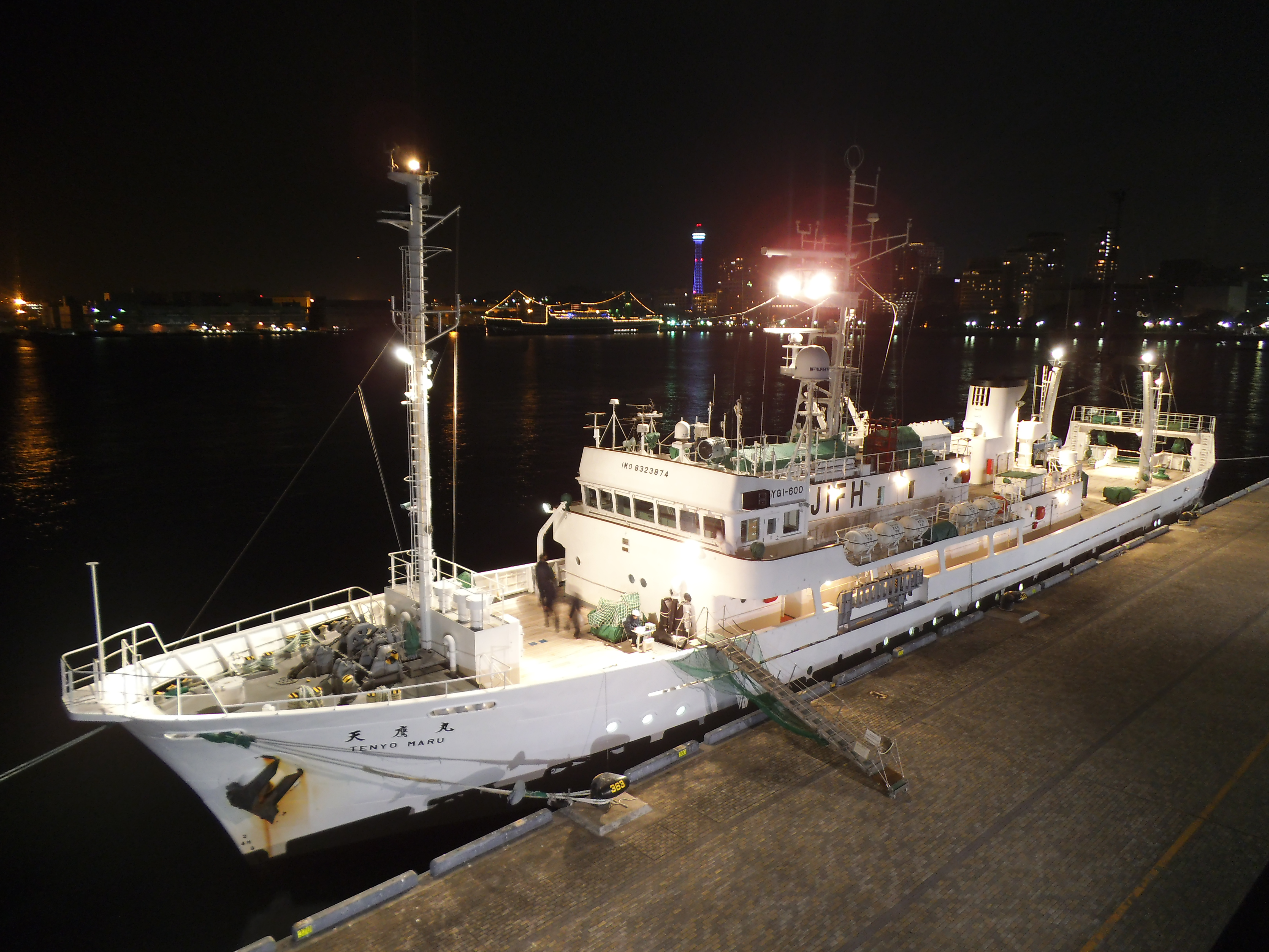 File Tenyomaru3 A Fishery Research And Training Vessel Of National Fisheries University At Port Of Yokohama At Night Jpg Wikimedia Commons