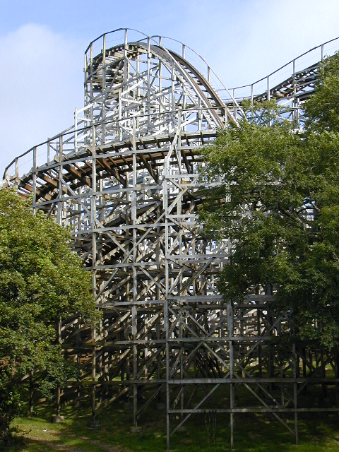 File Wooden Rollercoaster Oakwood Park geograph 409875