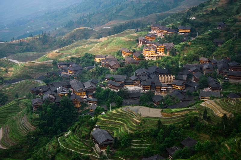 A farming village in Ryŏngsan. Some "old villages" have been revived as tourist destinations, but others have dwindled as younger residents leave for the cities.