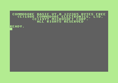 The BASIC prompt for the Commodore 128 in 40-column mode, running Commodore BASIC V7.0