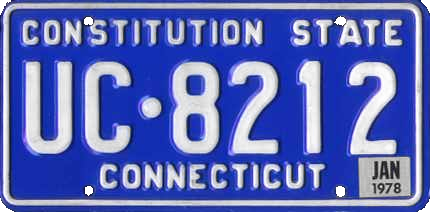 File:Connecticut license plate, 1976–1980 series with January 1978 sticker.png