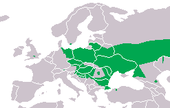 Distribution map of Bombina bombina