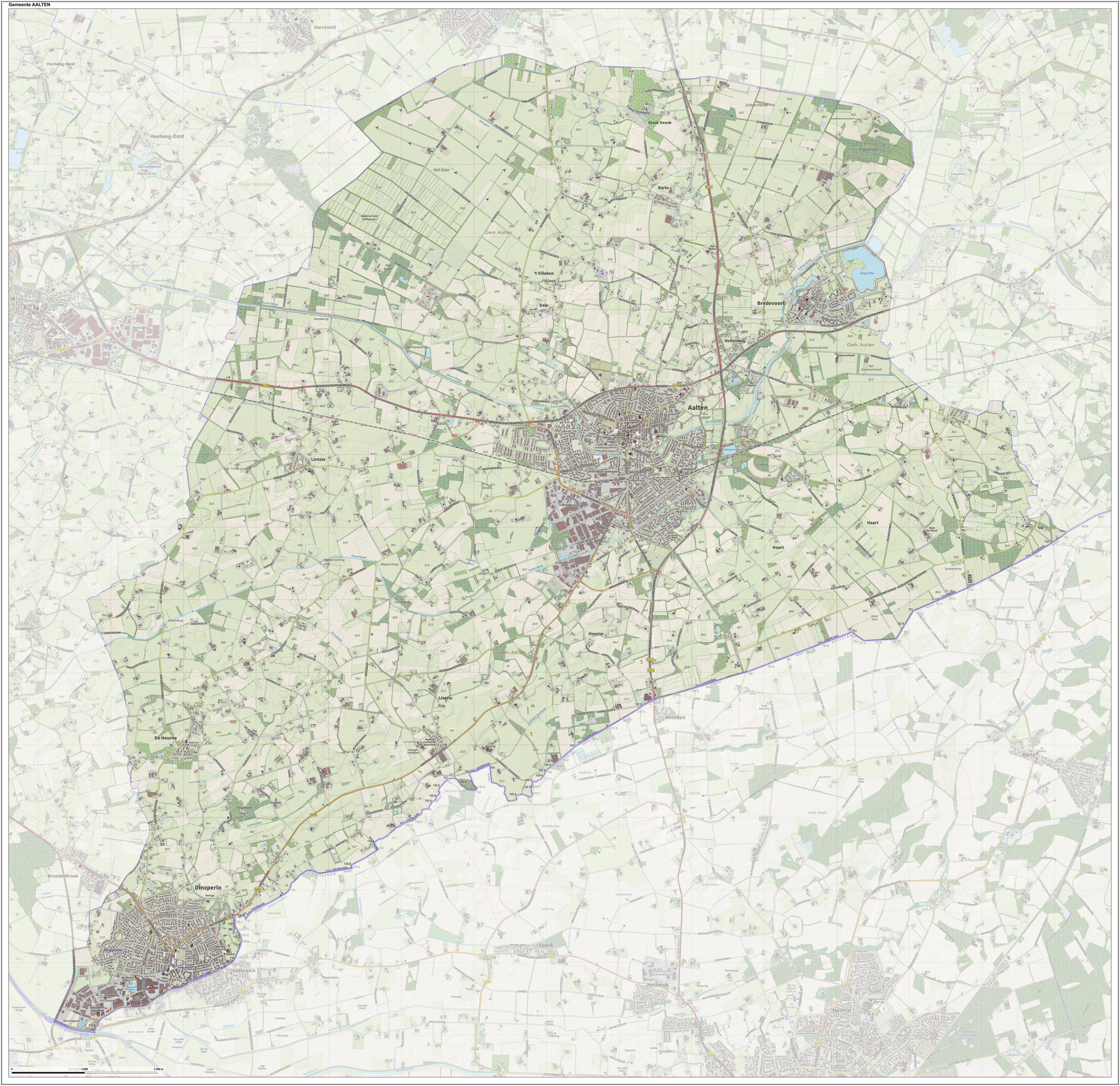 Topographic map of Aalten, June 2015