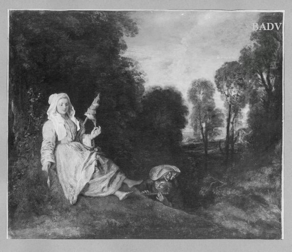 File:Jean Antoine Watteau (1684-1721) - Spinnerin und Flötenspieler in abendlicher Landschaft - 2022 - Führermuseum.jpg