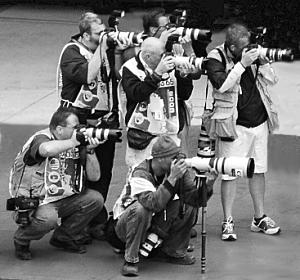 Sports photojournalists at Indianapolis Motor Speedway