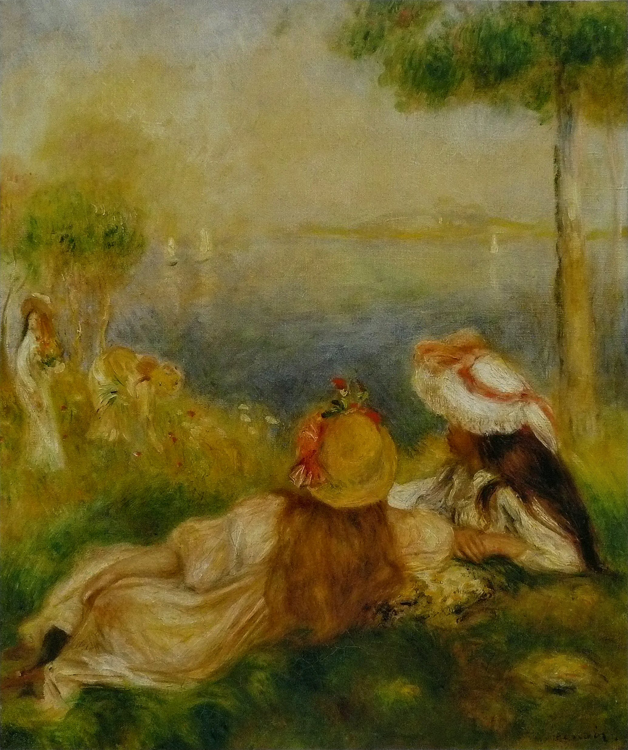 Allée Dans Un Bois, Femme Avec Enfant Dans Les Bras by Pierre-Auguste  Renoir - Artvee