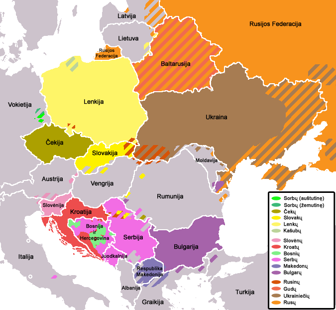 Slavų kalbų geografinė padėtis