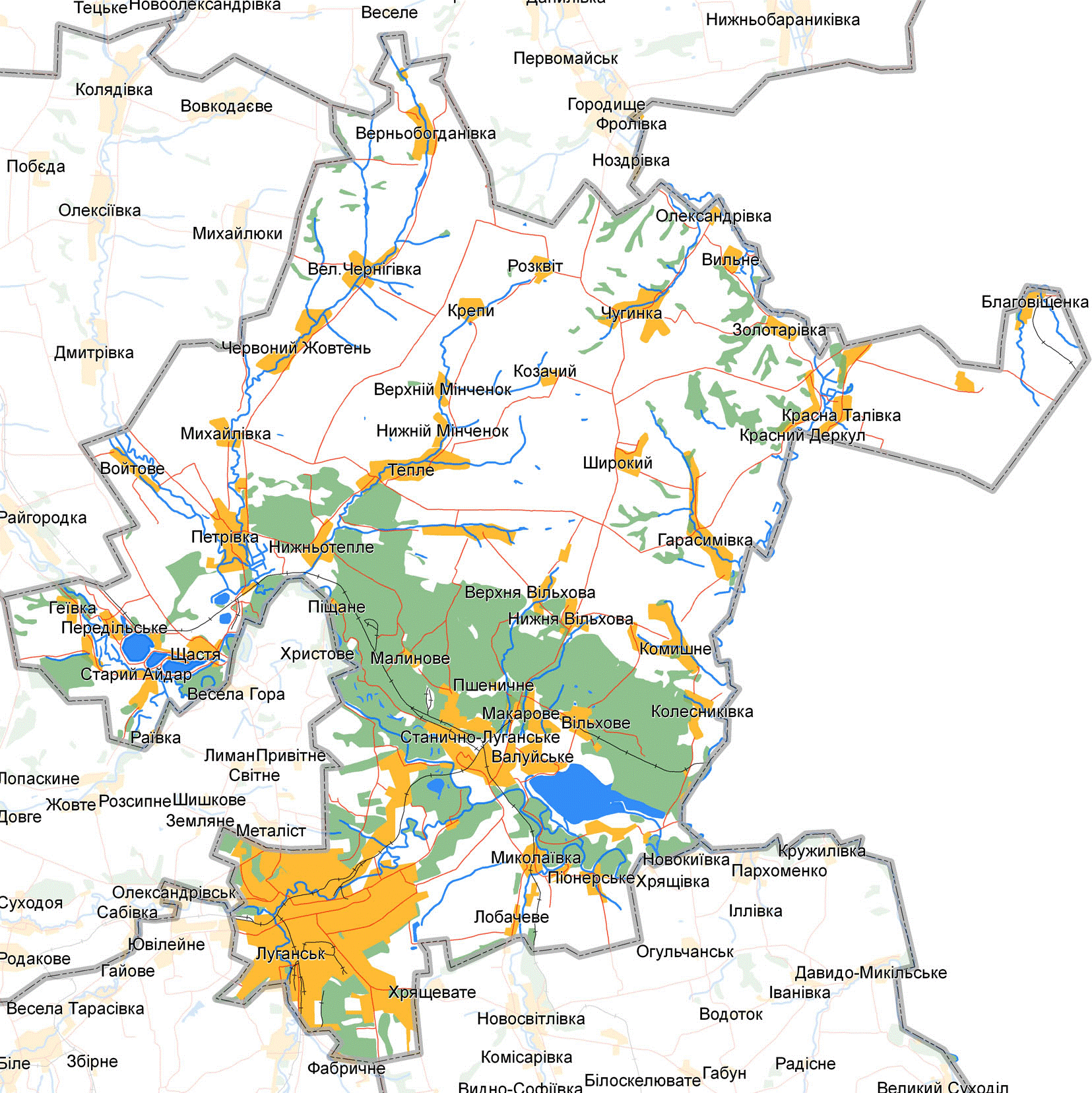 Карта Станично-Луганского района