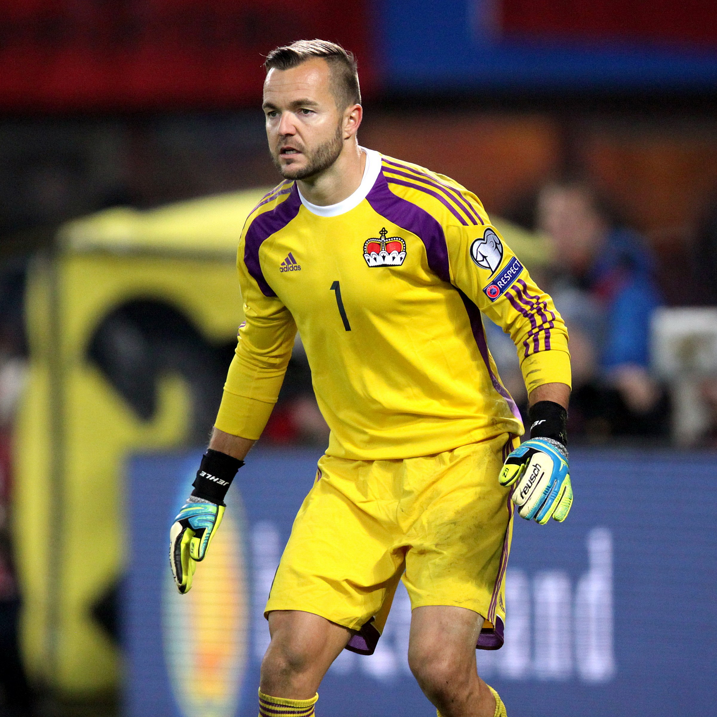 Jehle in action for [[Liechtenstein national football team|Liechtenstein]] (2015)