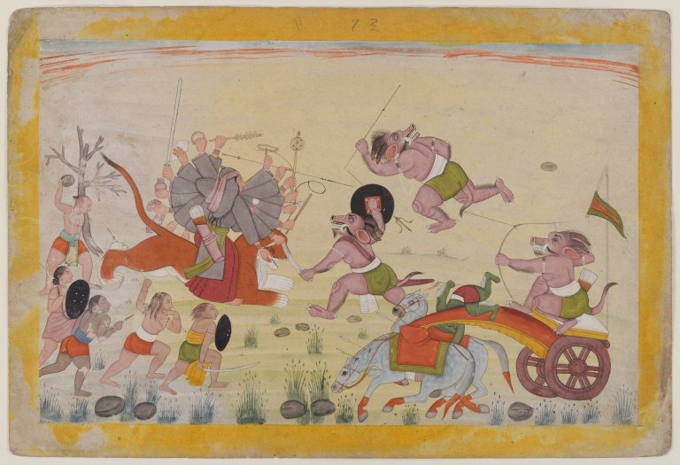 File:Brooklyn Museum - Mahasura Attacks the Devi Folio from a Dispersed Devi Mahatmya Series.jpg