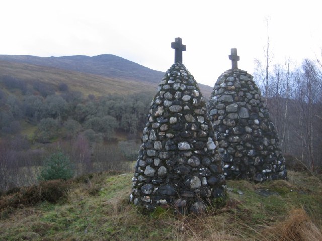 File:Cairn Monuments on Junction of A86 and track to Cille Chorille - geograph.org.uk - 96570.jpg