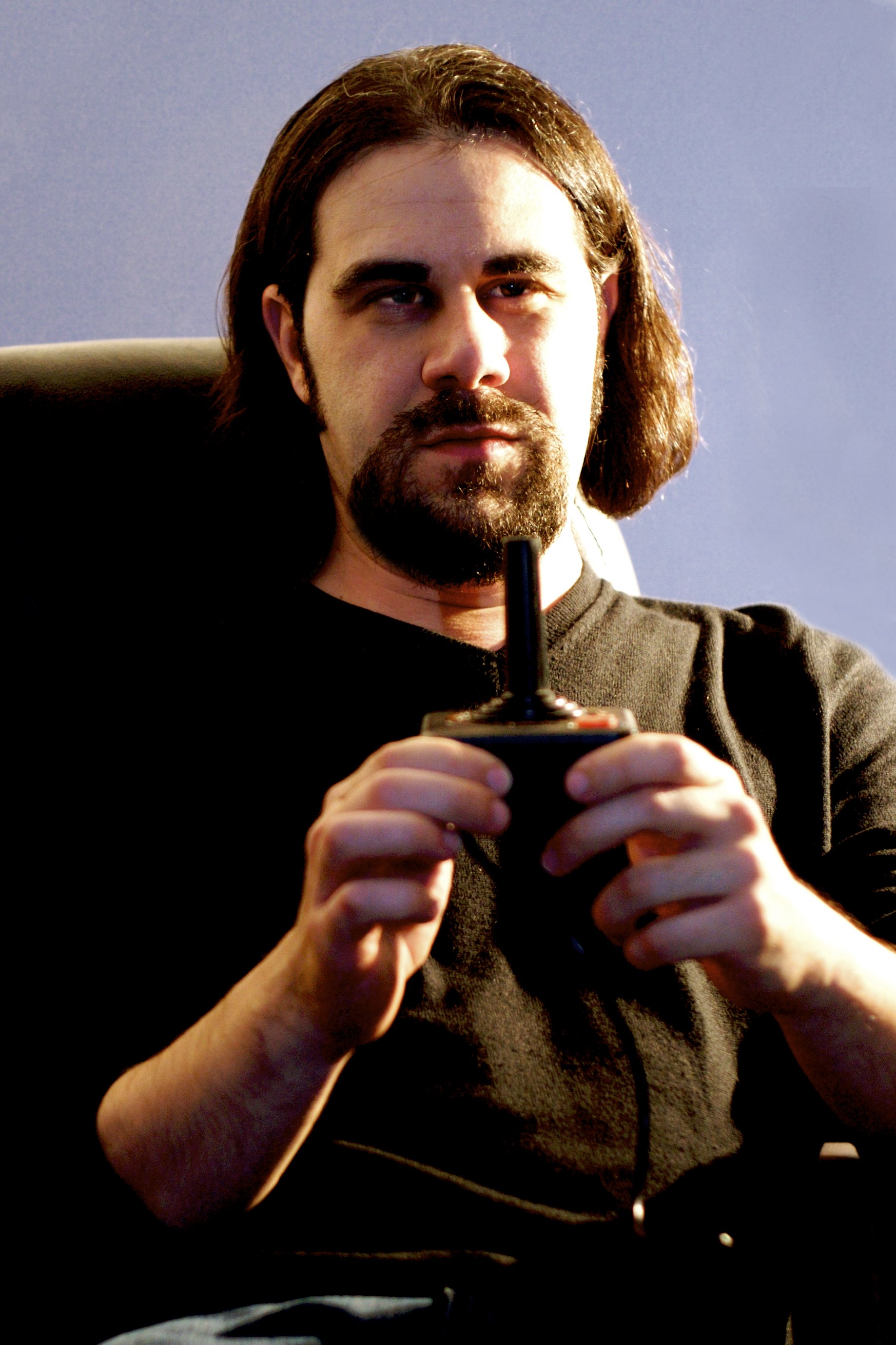 Bogost with an [[Atari 2600|Atari VCS]] joystick