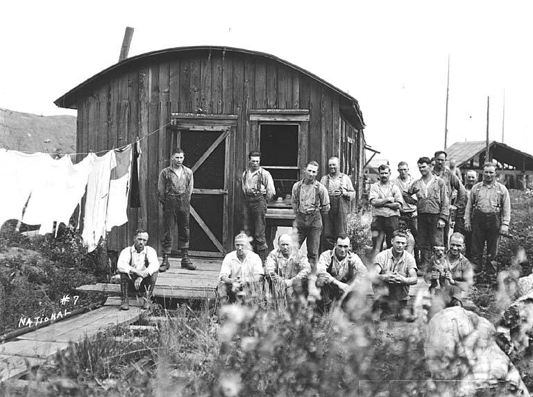 File:Logging crew outside mess hall at camp, National Lumber and Manufacturing Company, ca 1920 (KINSEY 286).jpeg