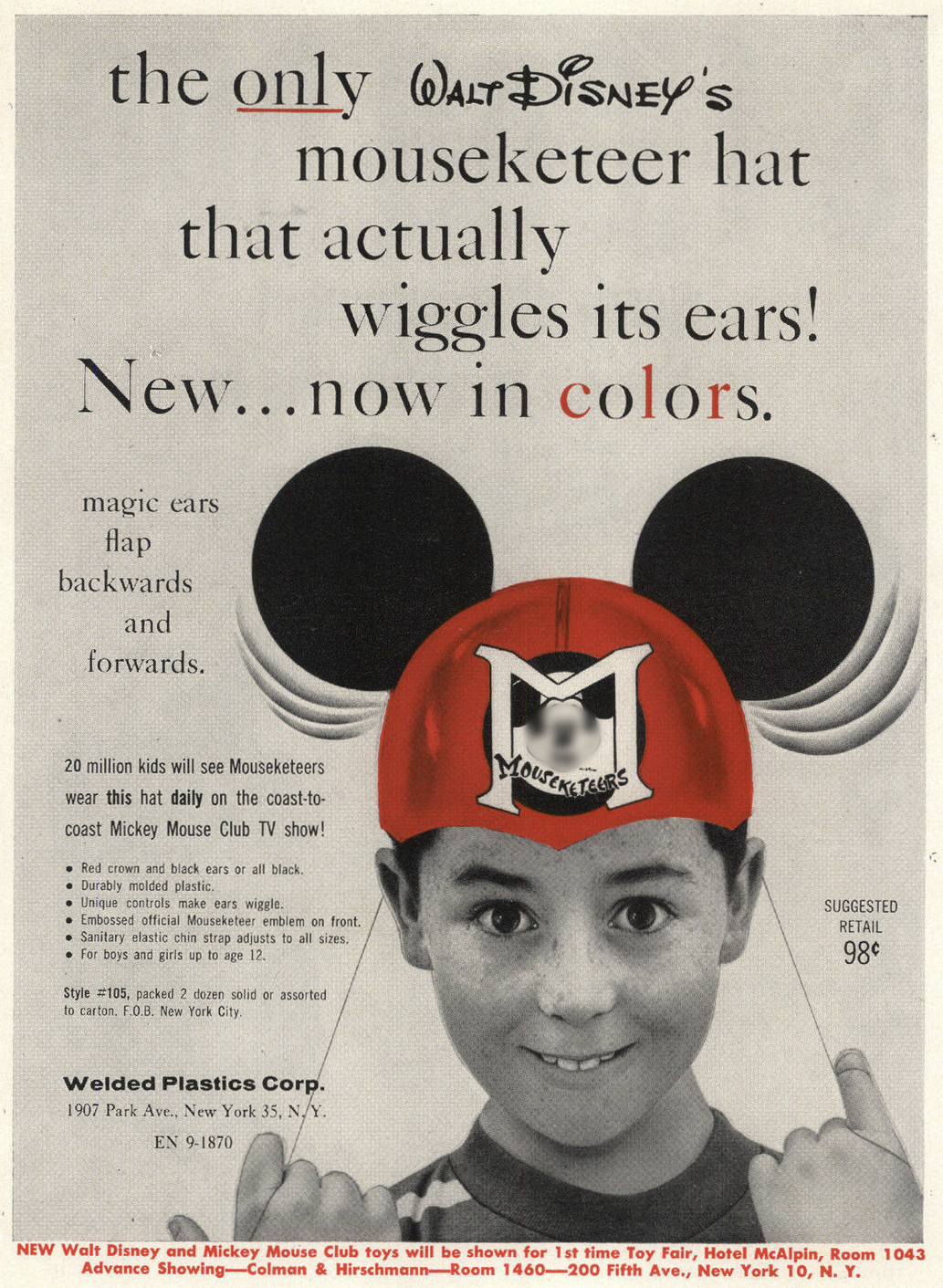 File:Mouseketeer hat that actually wiggles its ears 1956.jpg