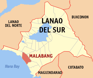 Mapa sa Lanao del Sur nga nagpakita sa nahimutangan sa Malabang.