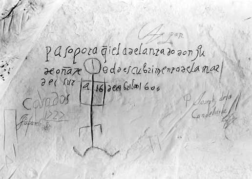 File:1605 "graffiti" on Inscription Rock, by Juan de Oñate.jpg