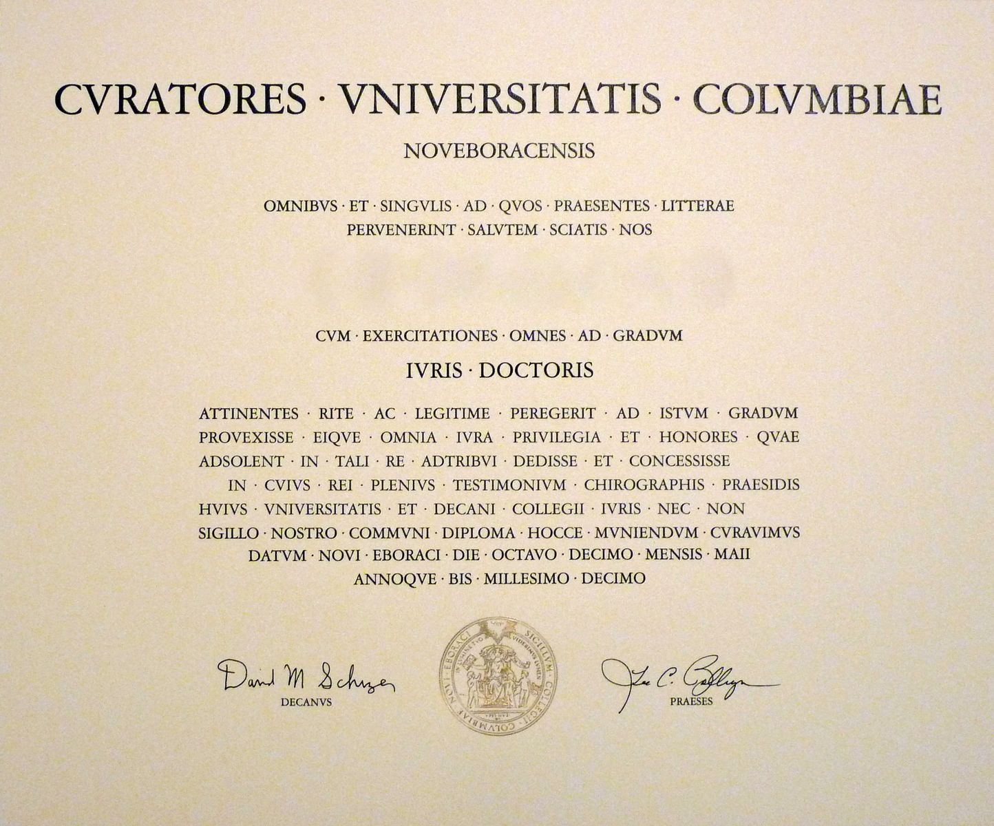 harvard university law diploma