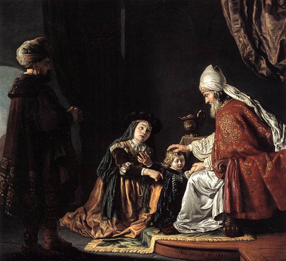한나가 아들 사무엘을 엘리 사사에게 바치다 (얀 빅토르스, Jan Victors, 1645년)