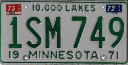 File:Minnesota 1973 license plate - Number 1SM 749.jpg - Wikipedia