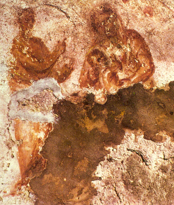 Image on the wall of Catacombs of Priscilla