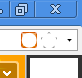 Français : Bande publicitaire de 48 pixels de large à droite des pixel orange, avec Firefox et le zoom de ce dernier au minimum.