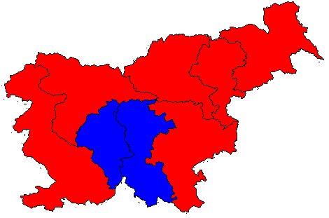 First round winners by electoral unit[58] Borut Pahor (red) Danilo Türk (blue)