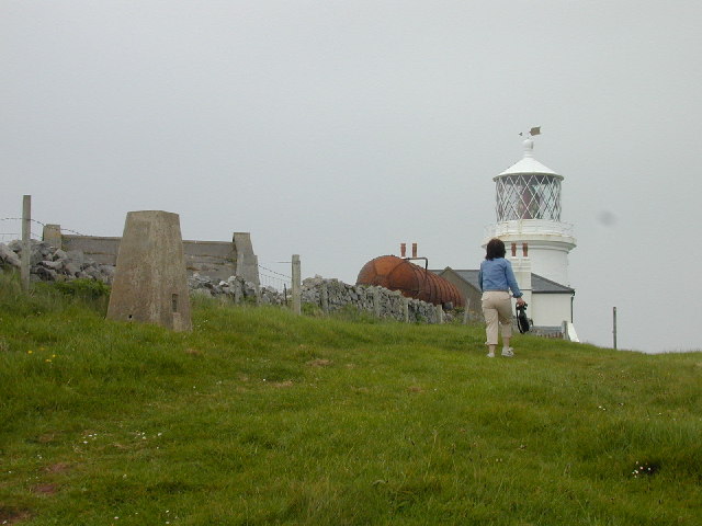 File:Caldey Island Trig pillar and lighthouse (also rusty tank) - geograph.org.uk - 105624.jpg