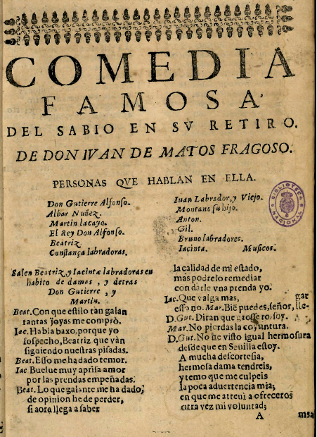 El sabio en su retiro'', título con el que se publicó en 1670 esta refundición de ''[[El villano en su rincón