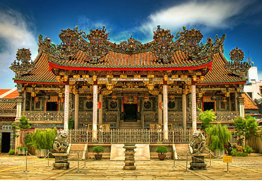 The ornate and superbly restored Khoo Kongsi, or Khoo Clan House, one of the historic buildings of George Town