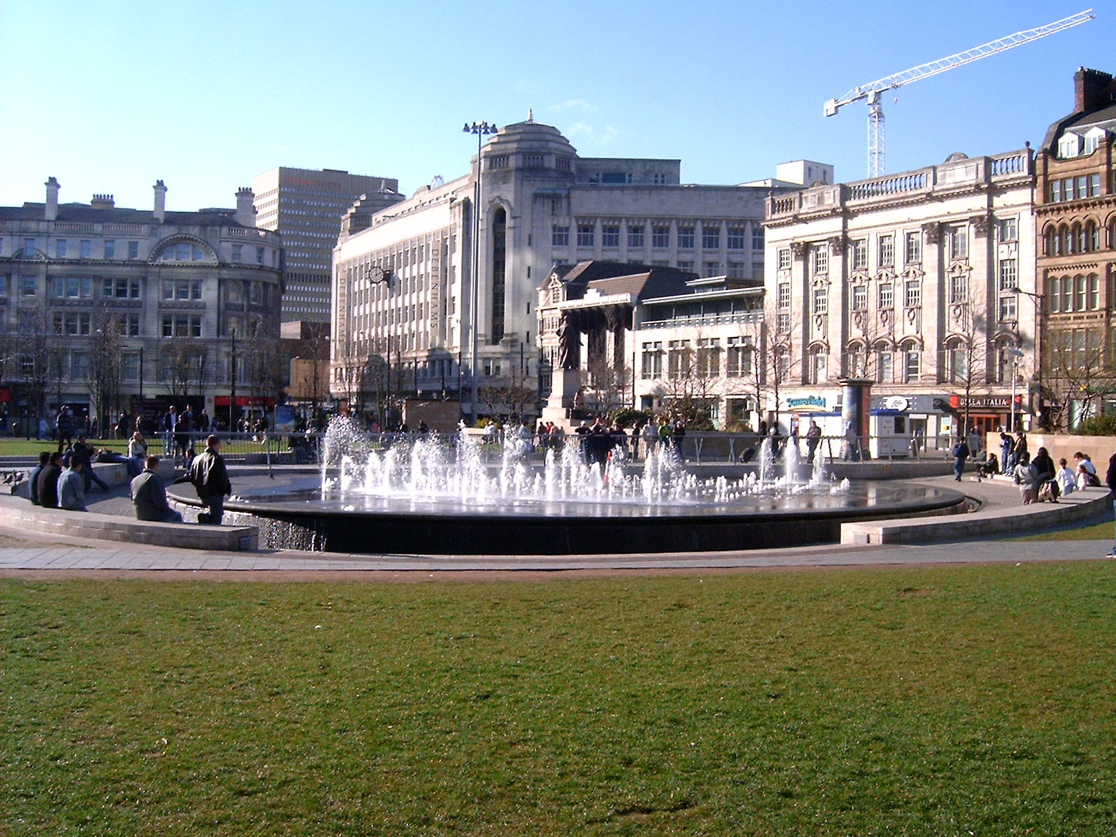 Piccadilly Gardens, a green space in the city (view towards Market Street)
