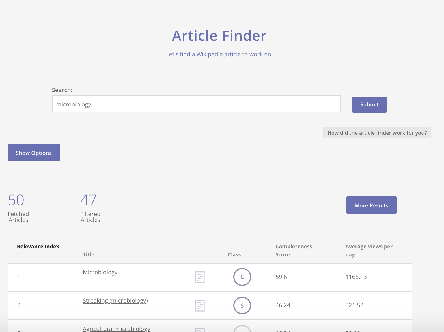 Article Finder tool - - Wiki Education Dashboard