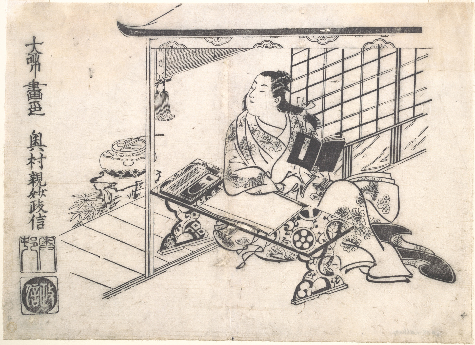 File 見立紫式部図 Parody Of Murasaki Shikibu Author Of The Tale Of Genji Met Dp Jpg Wikimedia Commons