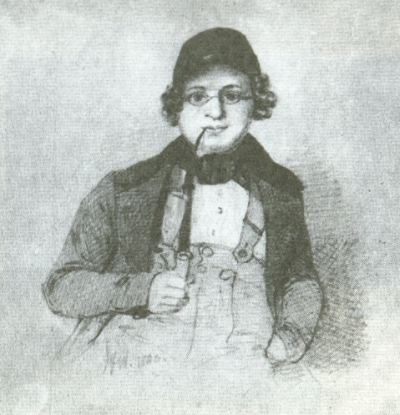 Eduard Mörike, Bleistiftzeichnung von Josef Wagner, 1840.jpg