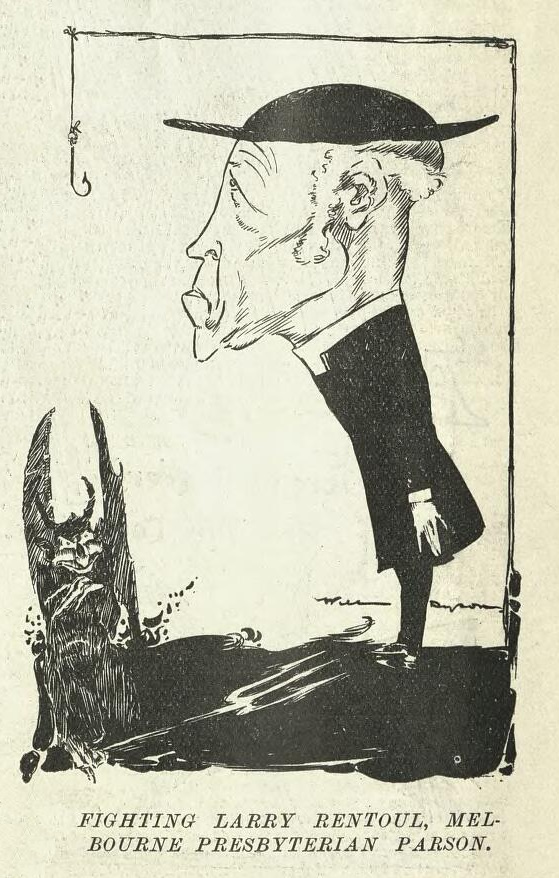 Caricature of 'Fighting Larry Rentoul' by [[Will Dyson