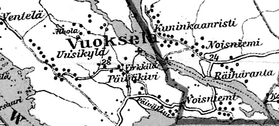 Kuninkanristin kylä vuoden 1923 Suomen kartalla