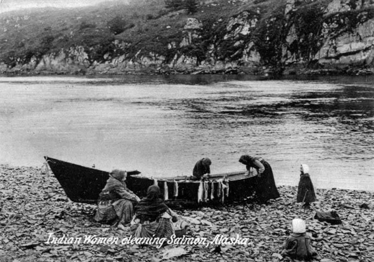 File:Native women cleaning salmon, Alaska, circa 1905 (AL+CA 6756).jpg