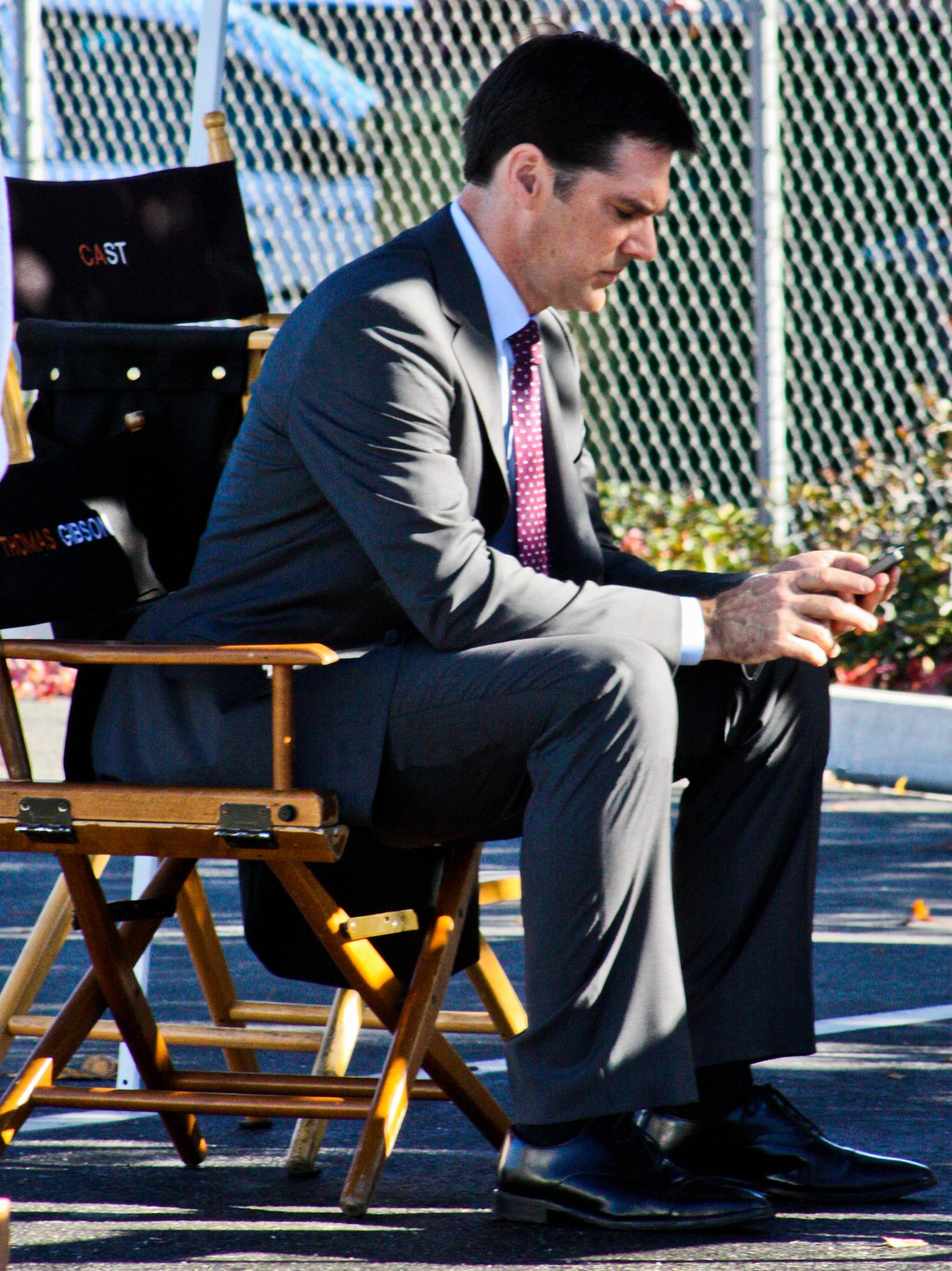 Gibson on the set of ''[[Criminal Minds]]'' in 2010