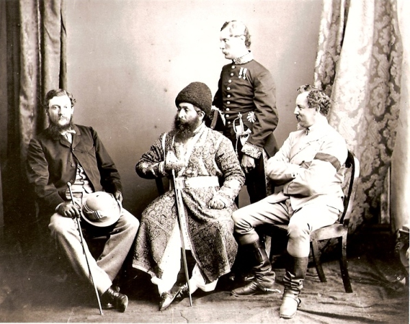 Dr. Bellew as an interpreter (left) with Amir [[Sher Ali Khan