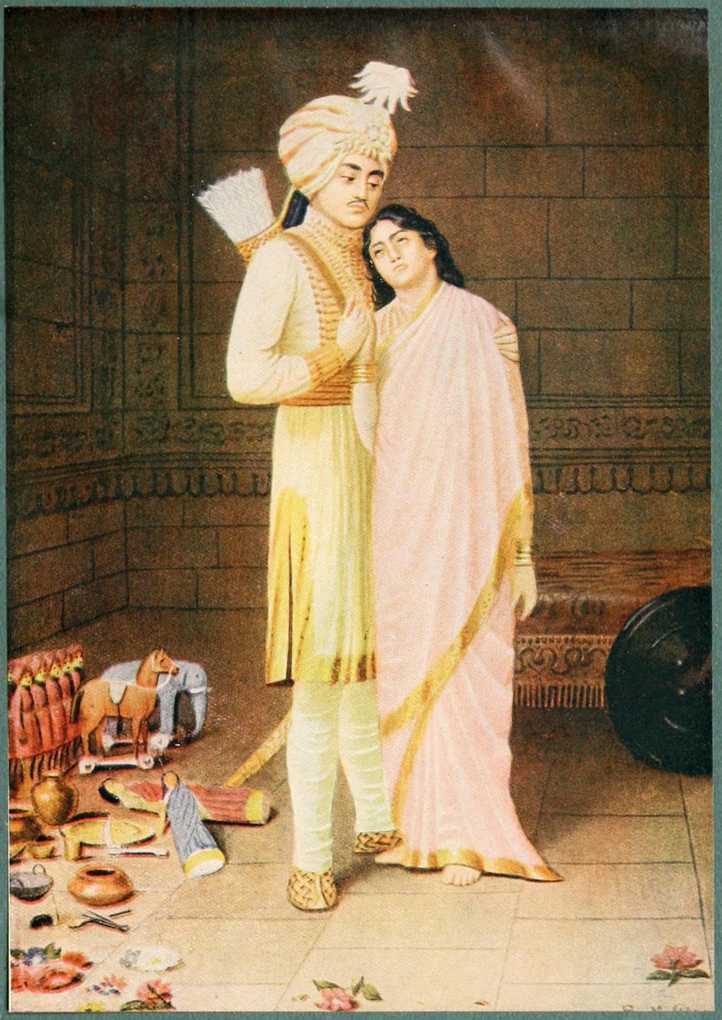 https://upload.wikimedia.org/wikipedia/commons/e/e4/Uttara_crying_for_her_husband.jpg elieved that Uttaraa had learnt dance from Arjuna during the Pandavas' year of exile-in the Matsya Kingdom. Living incognito, as was the term of the banishment, Arjuna lived a life of a eunuch and practiced his art of dance learnt from the apsaras in heaven. Once King Virata realized who Uttaraa's dance teacher was, he immediately proposed to offer his daughter to Arjuna. However, Arjuna explained to King Virata the doting relationship that a teacher has with his/her student is like that of a parent and child. He then proposed to make Uttaraa his daughter by marrying her to his son, Abhimanyu.<br/><br/>Uttaraa was widowed at a very young age when Abhimanyu was killed in the Kurukshetra war. When Abhimanyu died, Uttaraa tried to burn herself on the pyre of Abhimanyu, but Krishna stopped her from doing so, informing her of her pregnancy.<br/><br/>Towards the end of the Mahabharata war, with Uttaraa in labor, 