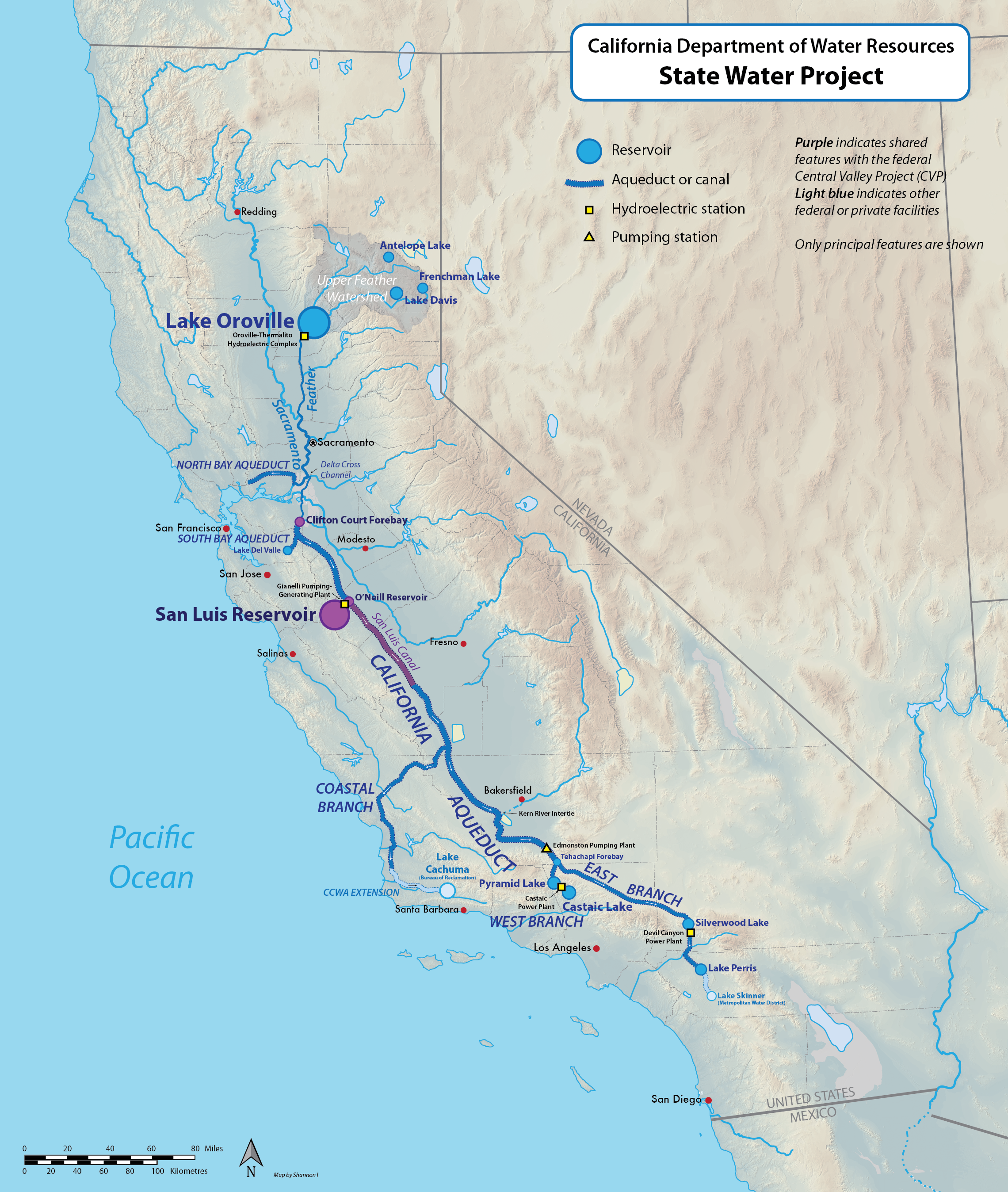 Map Of California Aqueduct California State Water Project   Wikipedia